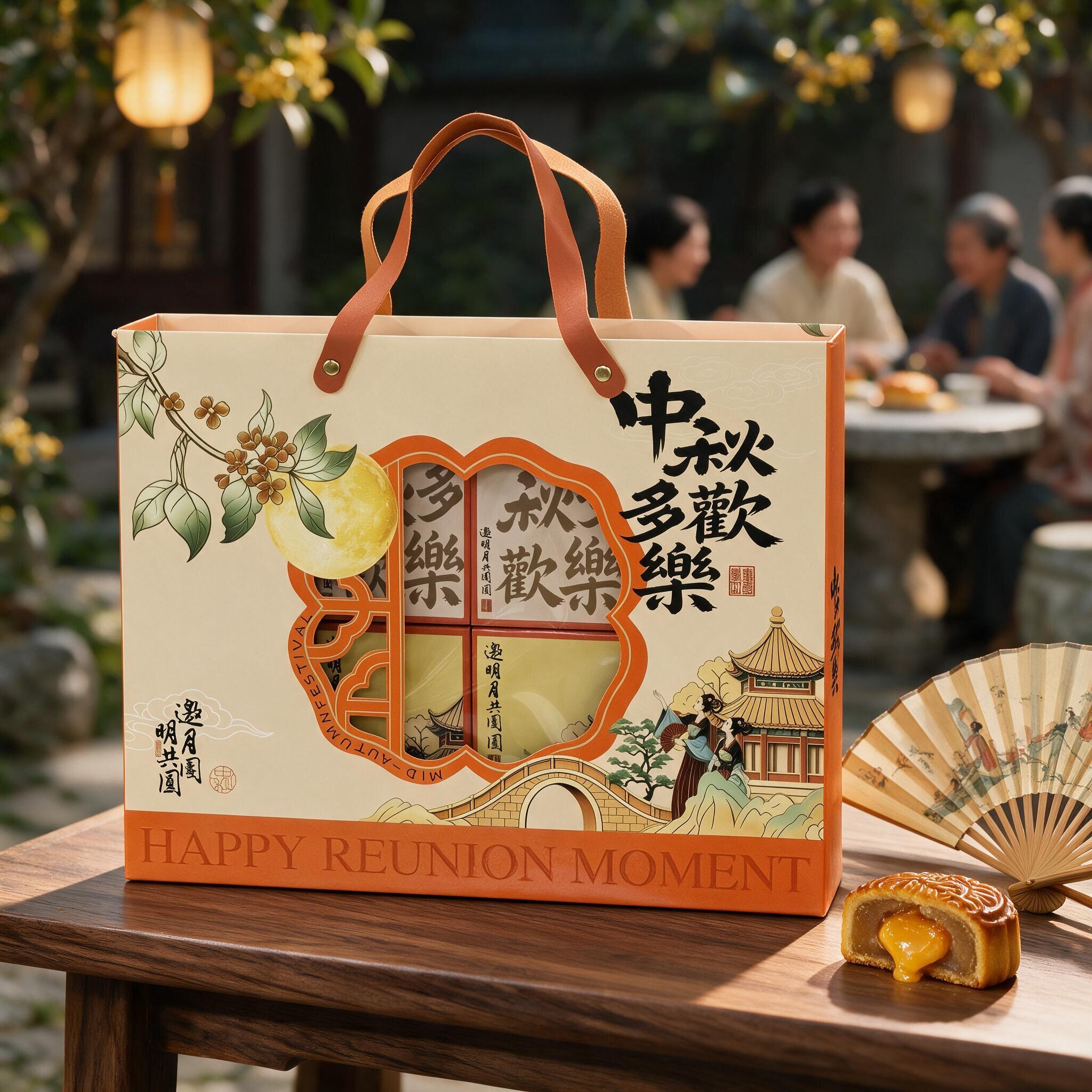 中秋国风手提月饼礼盒团购