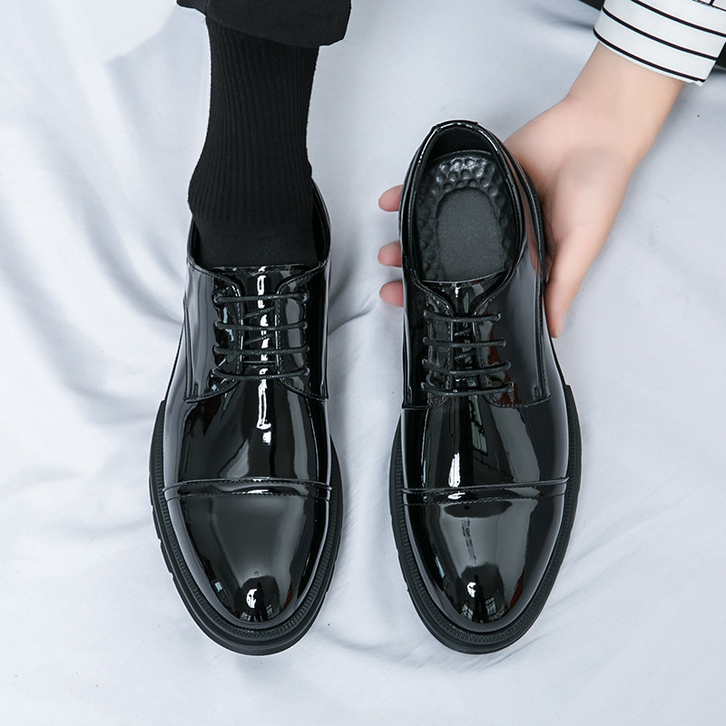 帅气亮面正装男士皮鞋钢琴比赛演出影楼拍照新郎结婚鞋发型师鞋子