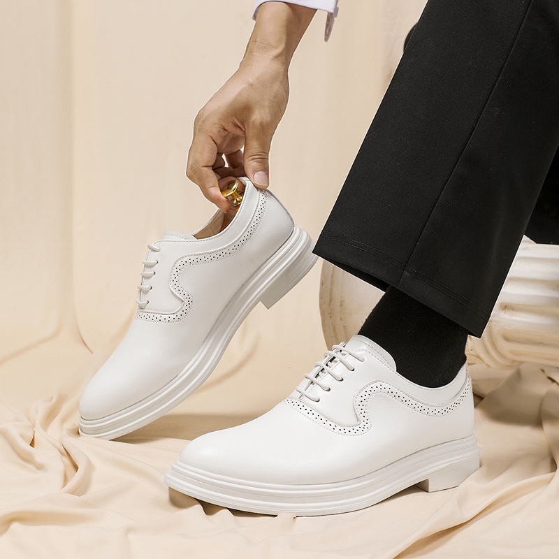 46大码全白色内增6CM高男士皮鞋