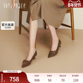 高跟鞋 真美诗戏梦巴黎2025秋新款 羊皮通勤尖头浅口单鞋 女Y1R03CQ5