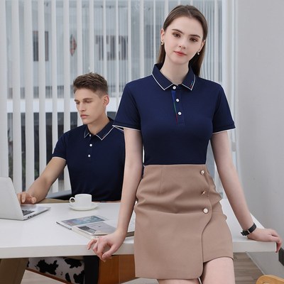 夏季冰丝工作服t恤短袖男polo衫定制印字刺绣logo团体文化衫翻领