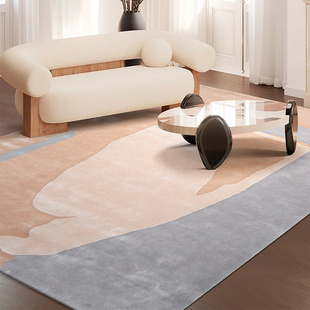 竹纤维天丝莫兰迪色奶茶色客厅卧室异型茶几垫 神仙色 真丝地毯