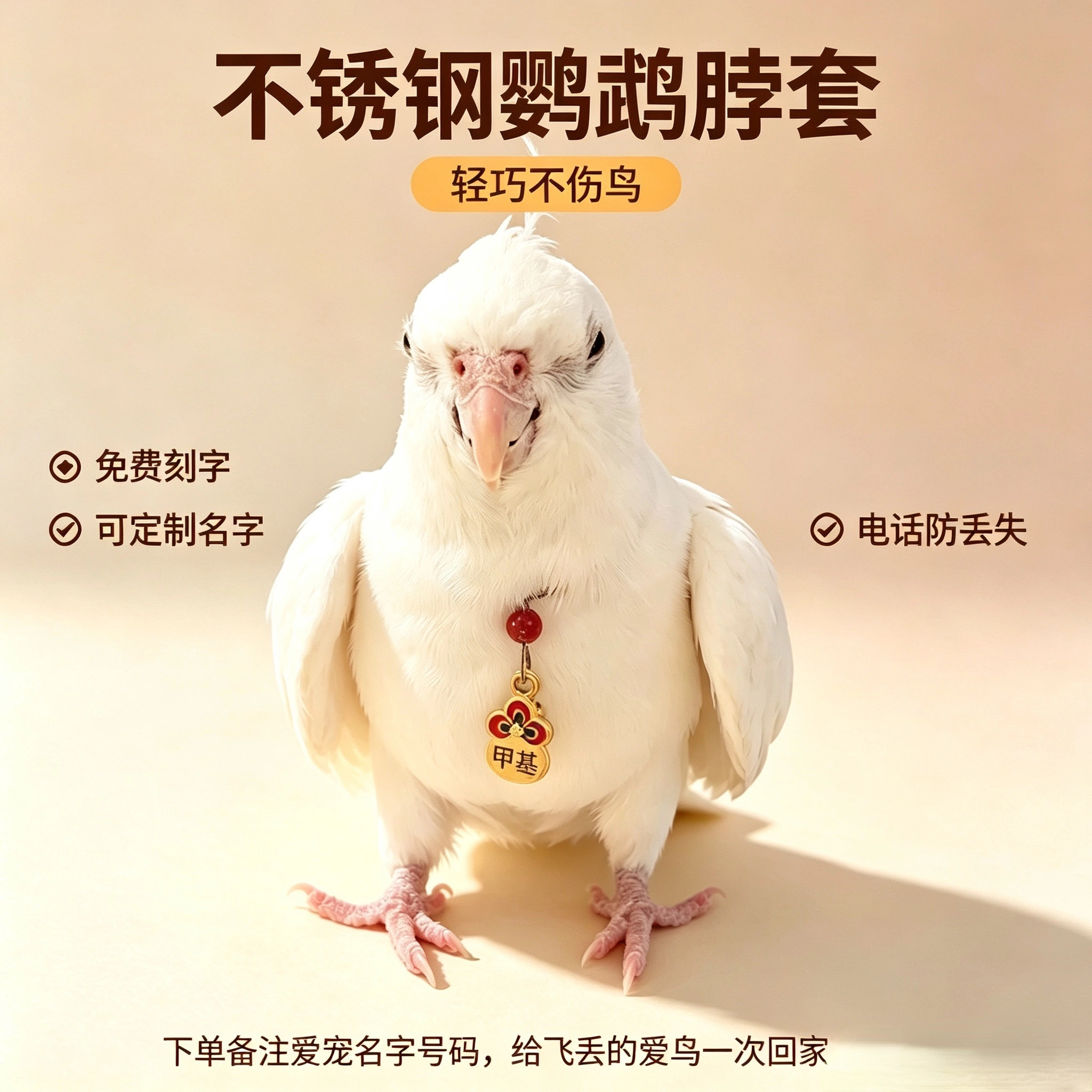 小太阳鹦鹉脖套链子鸟脖圈玄凤虎皮牡丹和尚金太阳 脚环链刻字牌