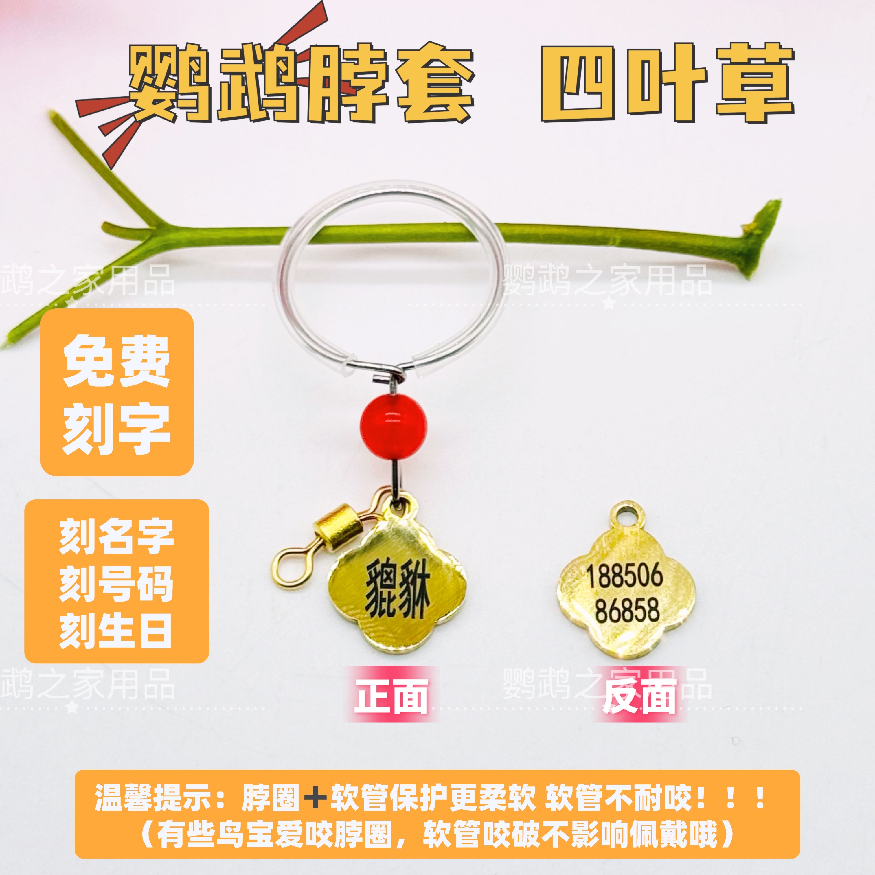 免费刻字鹦鹉脖圈牡丹链子