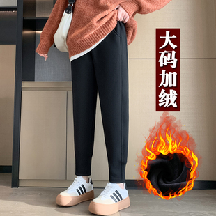 子显瘦宽松高腰中老年羊羔绒棉裤 大码 妈妈加厚裤 女胖MM冬季 加绒裤