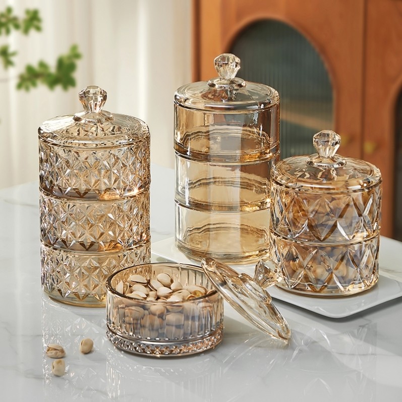 德国进口水晶玻璃糖果罐家用客厅茶几高档收纳待客干果水果零食盘