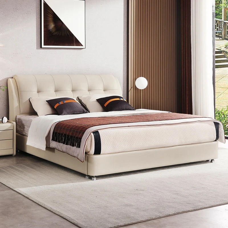 真皮大床双人床2米2北欧主卧加大