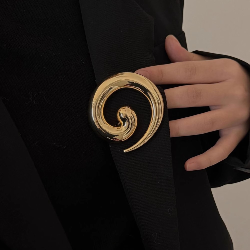 金属金银色小众新款漩涡状胸花