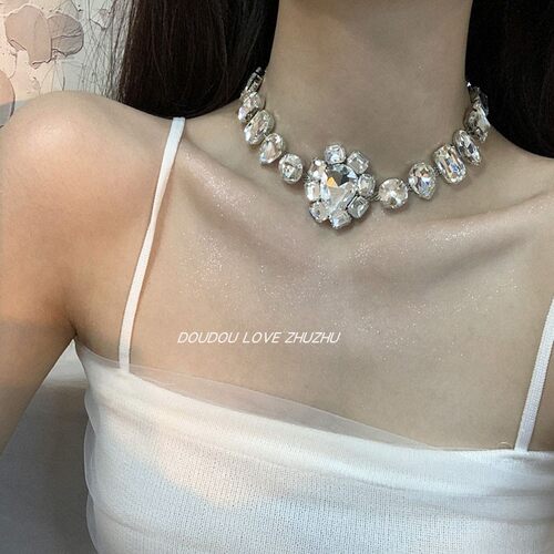 水钻几何短款女轻奢水晶项链
