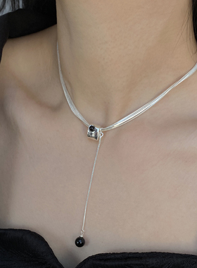 金属多层蛇骨链女圆球项链