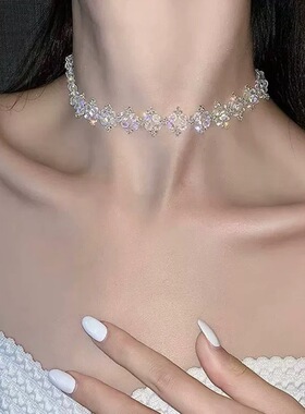 轻奢气质水晶编织锁骨链项链女款
