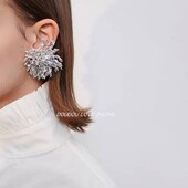 夸张大花朵耳环女网红潮人气质串珠水晶耳钉时尚 甜美百搭大气耳饰