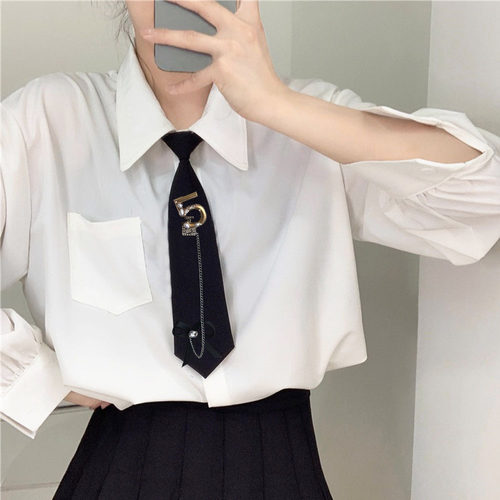 学院风百搭数字5镶钻蝴蝶结领带