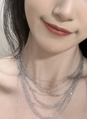 钛钢金属流苏多层女细链项链配饰
