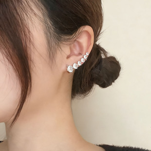 精致弧形镶钻耳夹女耳环小众个性高级感时髦气质耳骨夹耳廓夹耳饰