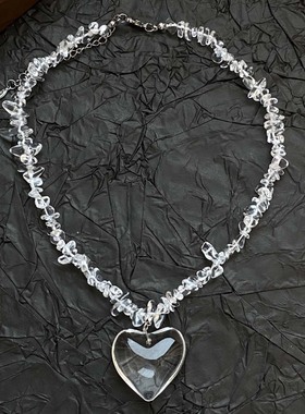 爱心吊坠不规则石头水晶项链