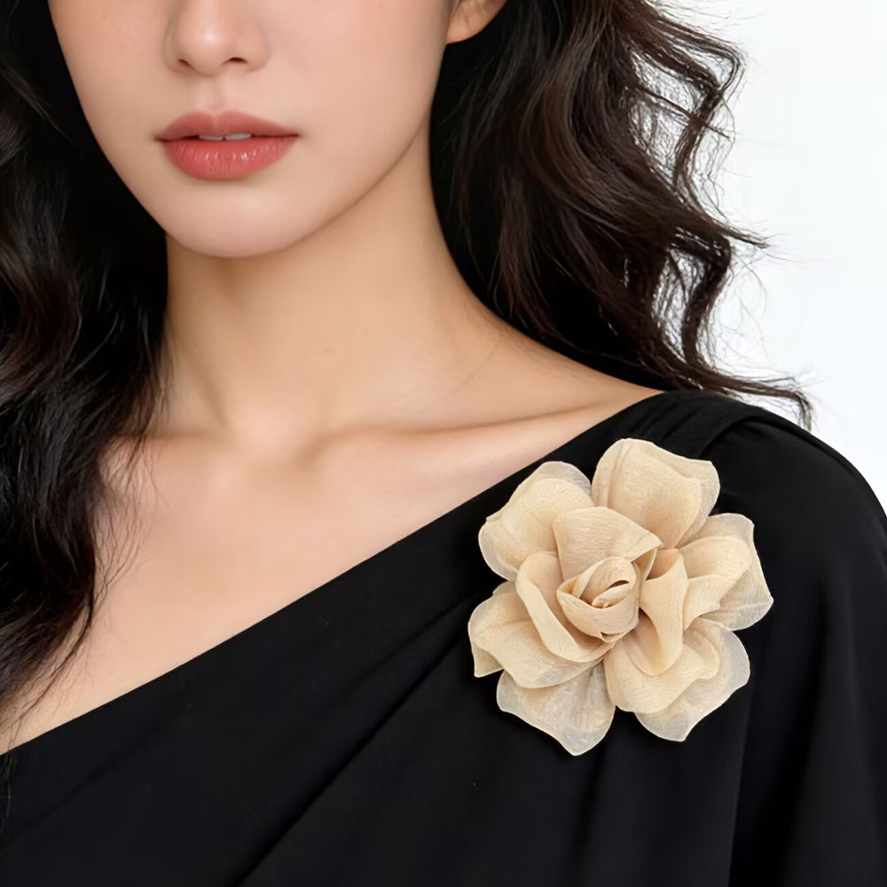 气质夸张大绸缎花朵别针胸针女款图片