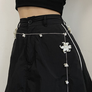 休闲腰带大小贝壳花朵拼接珍珠腰链多层贝壳坠甜酷时髦瘦腰配饰
