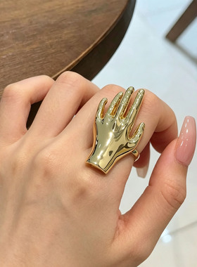 欧美风设计金属金银手掌戒指指环