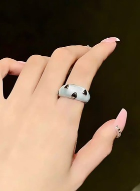 韩系重工滴釉爱心设计戒指可爱潮