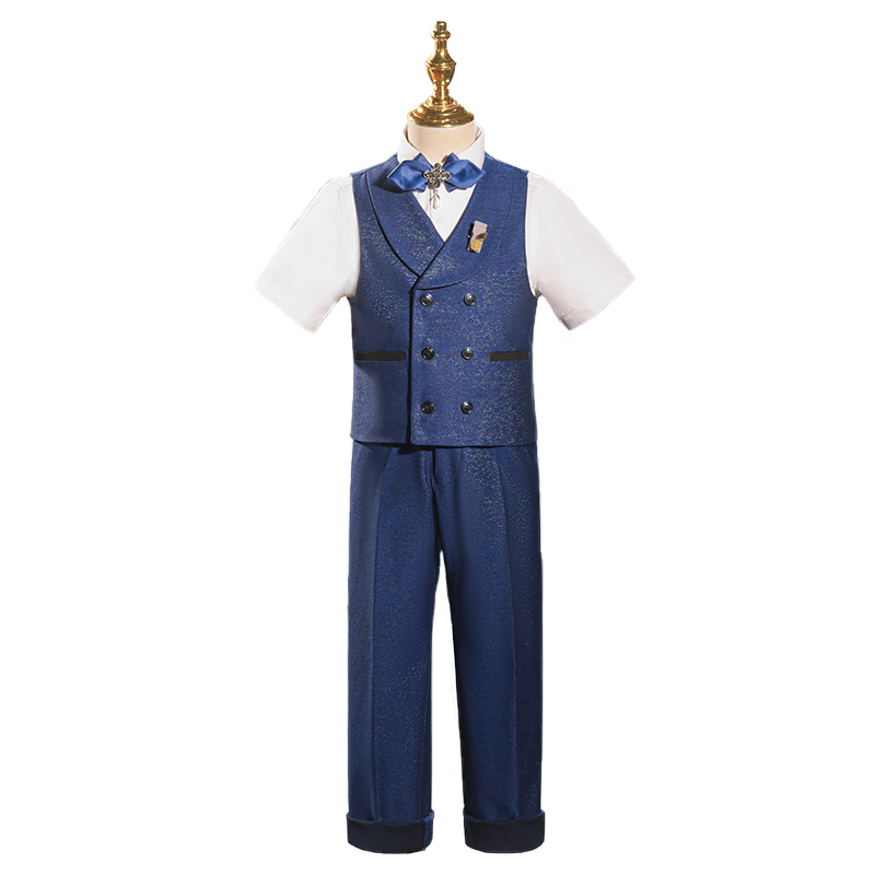 儿童西装套装男童礼服蓝色