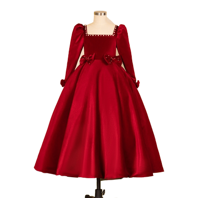 女童礼服红色演出服公主