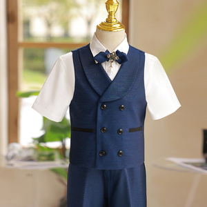 儿童西装马甲套装男童夏季英伦风花童礼服小西服主持人演出服正装