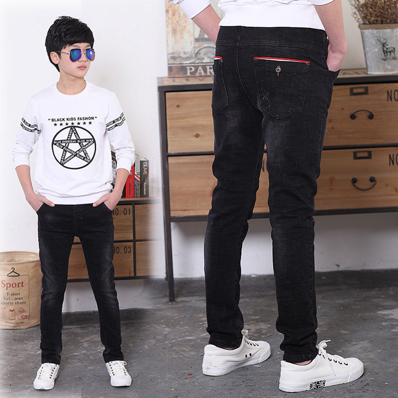 童装男童牛仔裤秋冬款2025黑色儿童长裤子中大童秋冬季加绒加厚潮