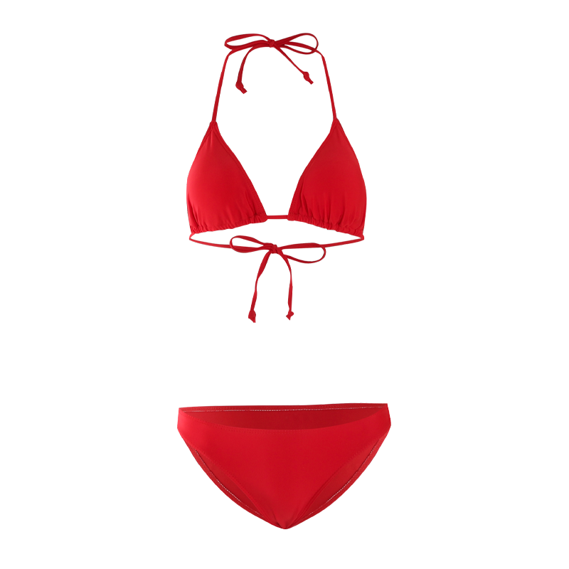 游泳衣女沙滩比基尼暴露bikini红色三点式欧美风性感内衣辣妹聚拢