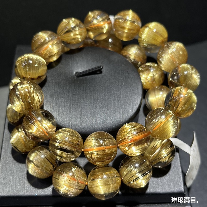 2025天然巴西金发晶手链钛晶顺发猫眼石黄发晶手链女黄水晶手串男