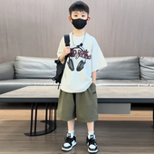 套装 男孩夏季 2026新款 中大童短袖 帅气潮 洋气儿童痞帅工装 男童夏装