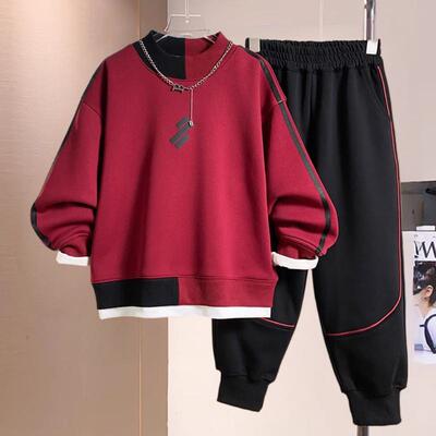 男童秋冬装套装2025新款大童卫衣休闲运动男孩冬加绒帅气时髦衣服