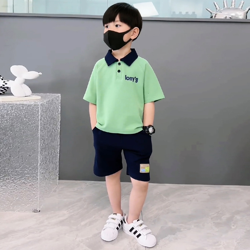童装男童夏装套装2025新款男孩炸街网红儿童帅气polo衫短袖衣服潮