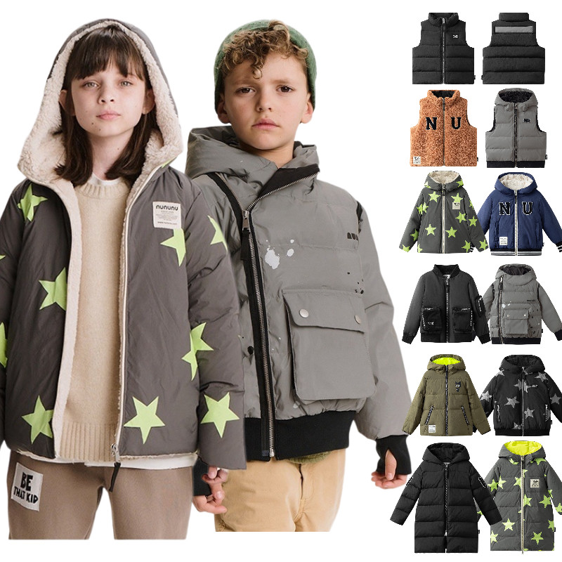 潮牌NUNUNU25秋冬新款 大小男女童笑脸老虎羽绒服外套｜FW25秋冬