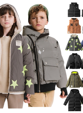 潮牌NUNUNU25秋冬新款 大小男女童笑脸老虎羽绒服外套｜FW25秋冬
