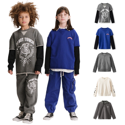 潮牌NUNUNU男女大小童纯棉拼色运动复古卫衣丨FW25秋冬