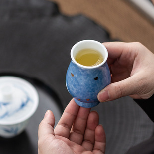 陶瓷手工点金茶杯轻奢档聚香杯创意复古家用闻香杯功夫茶具