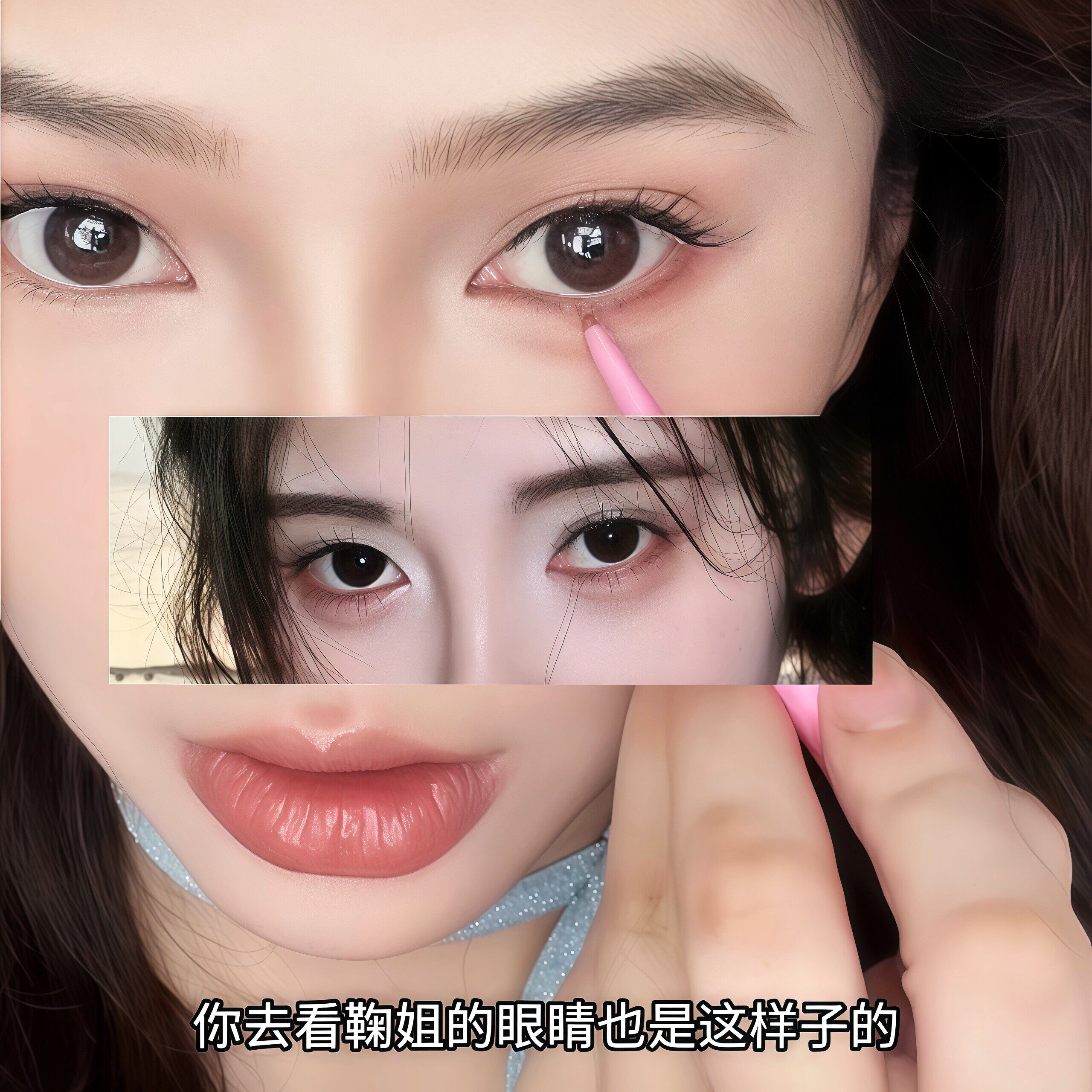 双头折角眼线笔胶笔防晕染棕红色