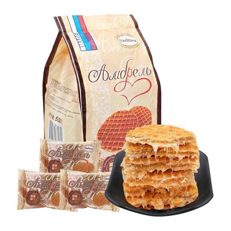 俄罗斯原装进口阿孔特 夹心曲奇饼408g 拉丝蜂蜜夹心糕点休闲零食