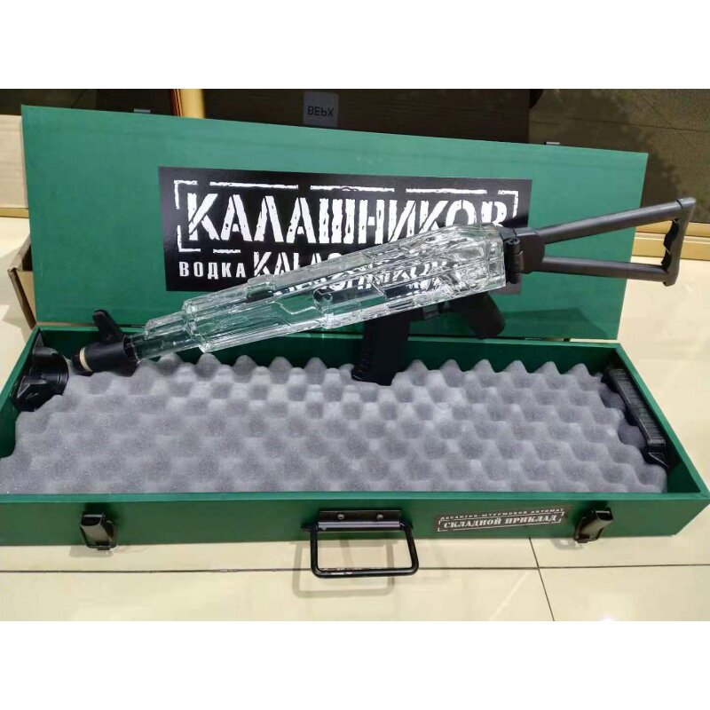 进口俄罗斯伏特加艺术酒瓶AK47冲锋枪造型送礼木盒伏特加白酒包邮