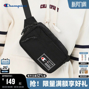 Champion冠军胸包情侣款 潮牌运动腰包小肩包休闲斜挎包男女黑色
