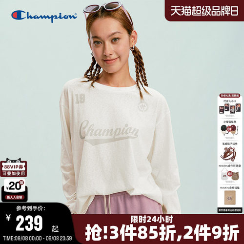 Champion冠军圆领长袖T恤女