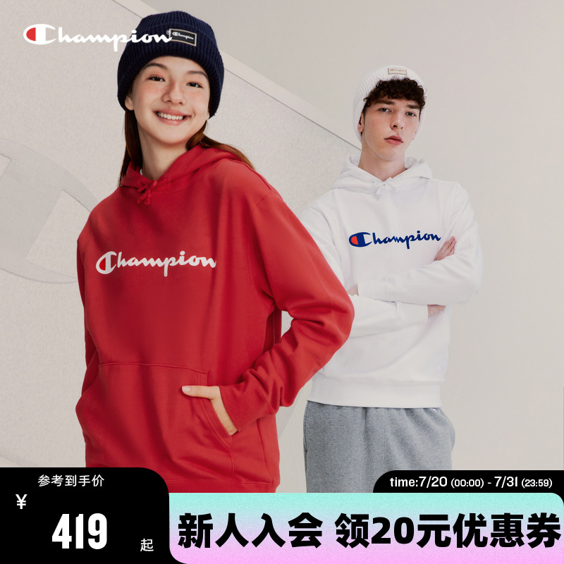 Champion冠军连帽情侣卫衣印花