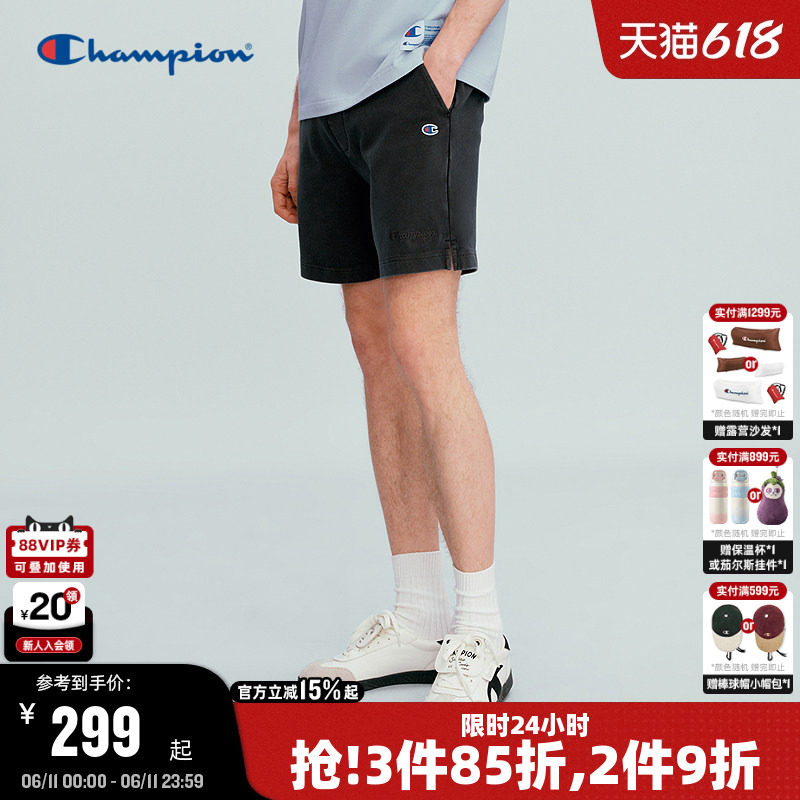 Champion冠军短裤男2026夏季新款运动直筒裤女短款显瘦休闲潮黑色
