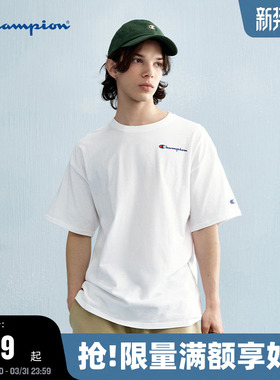 Champion冠军纯棉美式情侣t恤男夏季白色宽松短袖上衣女潮牌