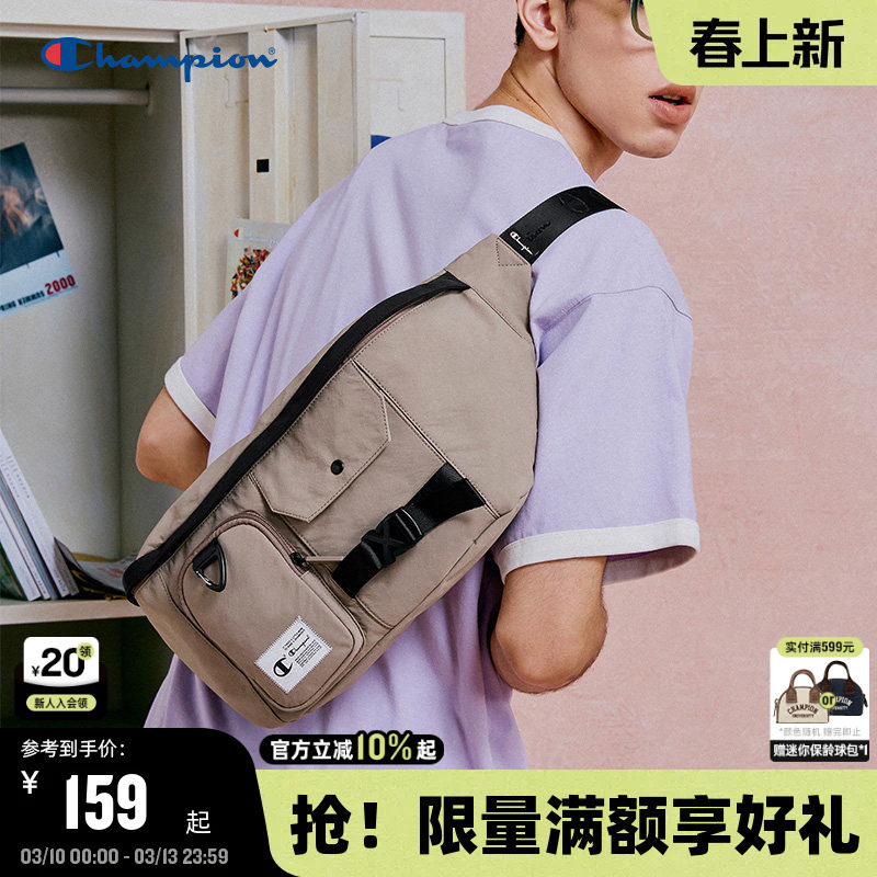 Champion冠军多口袋工装斜挎包秋冬休闲运动包男女单肩包胸包美式