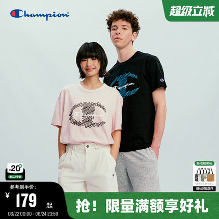 Champion冠军短袖T恤男2026夏季新款纯棉印花logo休闲上衣女情侣