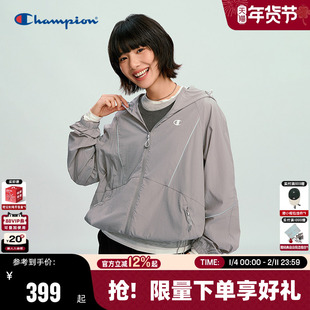 Champion冠军连帽夹克女2026春季新款低饱和休闲运动风短款外套潮