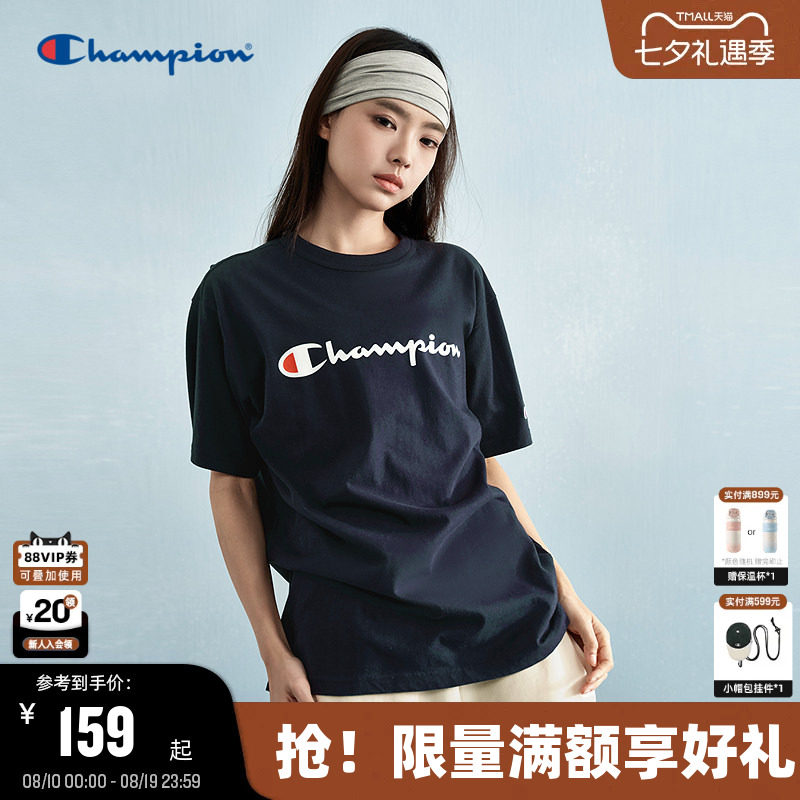 Champion冠军短袖t恤男2026夏季新款潮牌胶印纯棉标语上衣女美式