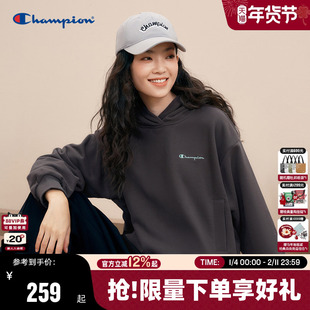 Champion冠军连帽卫衣女春秋款 校园风休闲 简约休闲落肩上衣美式